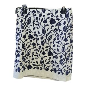 Talbots Blue and White Embellished Pencil Skirt Size 6P